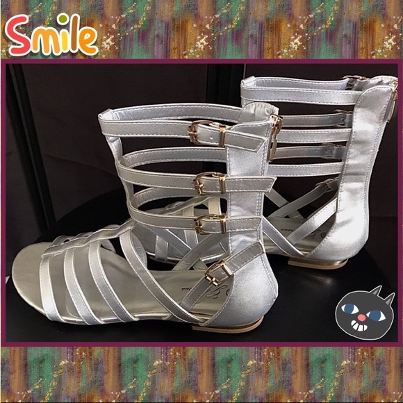 NEW 7.5 SILVER AMAZING & BOLD GLADIATOR BOOTIES/SANDALS SHOES SIZZLE - Picture 2 of 14